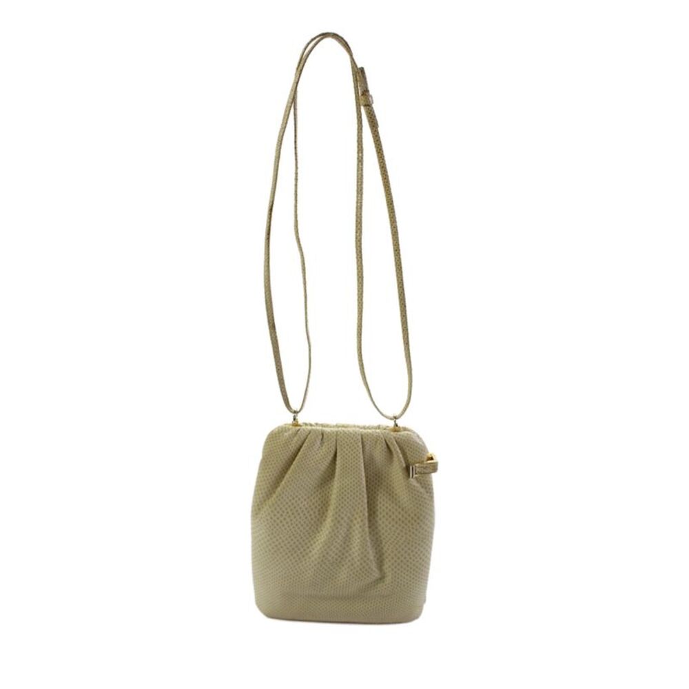 Judith Leiber Womens Leather Polka Dot Evening Clutch Handbag Gold